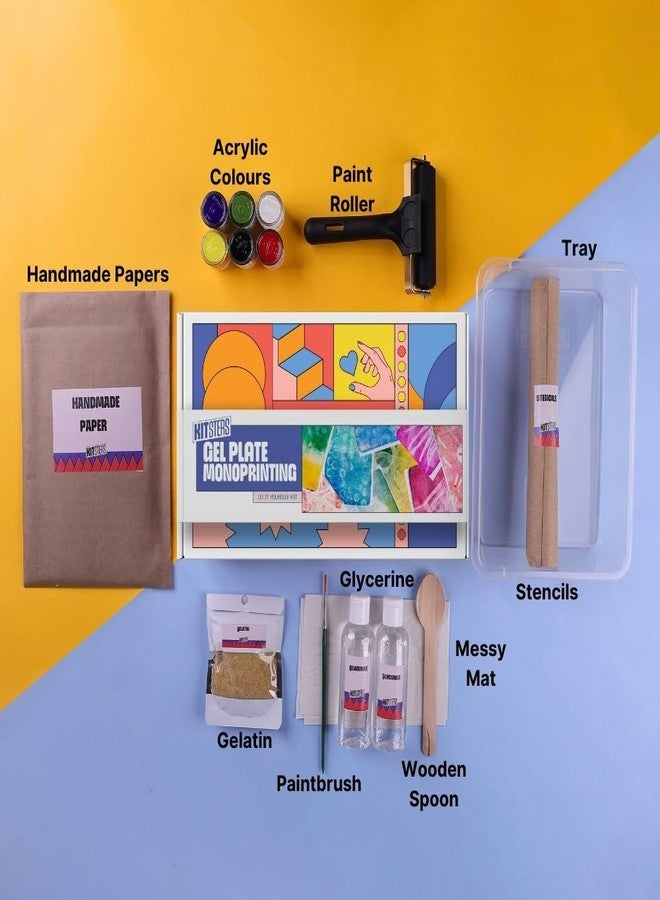 Kitsters DIY Gel Plate Monoprinting Kit - Complete Art & Craft Set | Gelli Printing | Creative Hobby Kit for Adults & Kids | Ideal Birthday Gift & Return Gift | Art Kit for Ages 8+ - Image 3